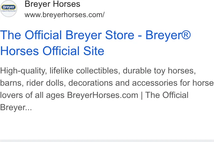 BreyerHorses.com ad