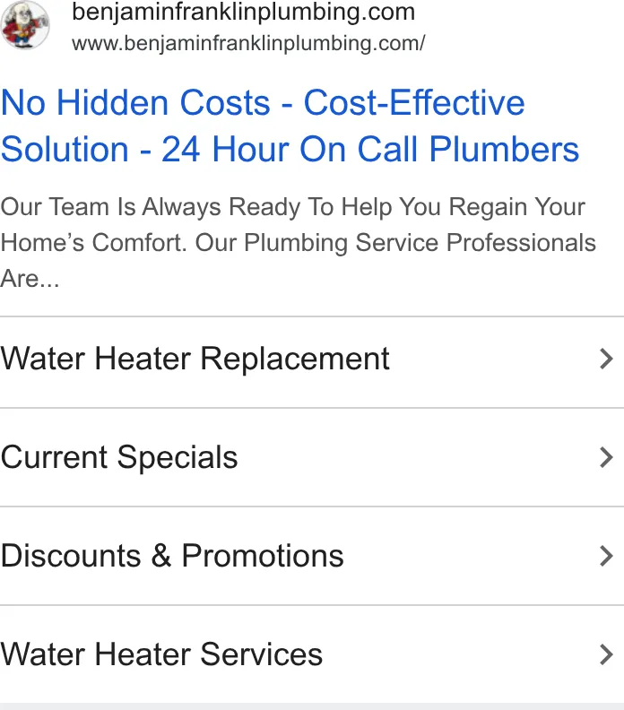 Benjamin Franklin Plumbing of Charlotte ad