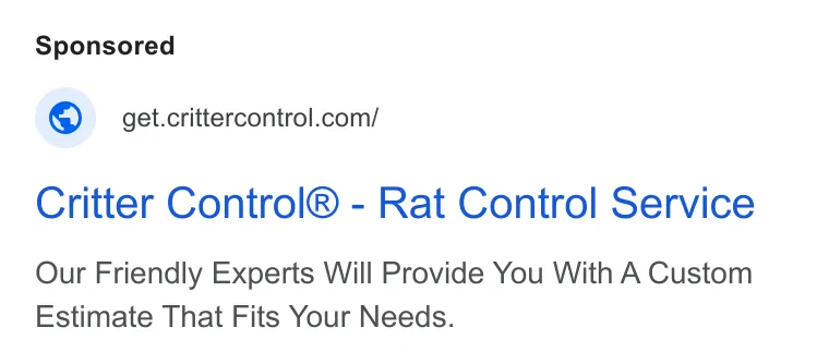 Critter Control Dallas Ft Worth ad