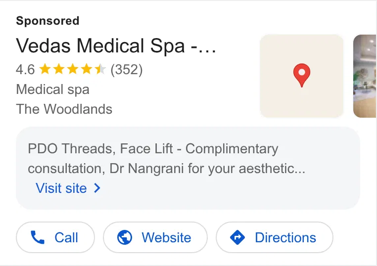 Vedas Medical Spa ad