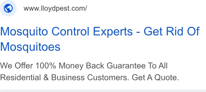Lloyd Pest & Termite Control ad