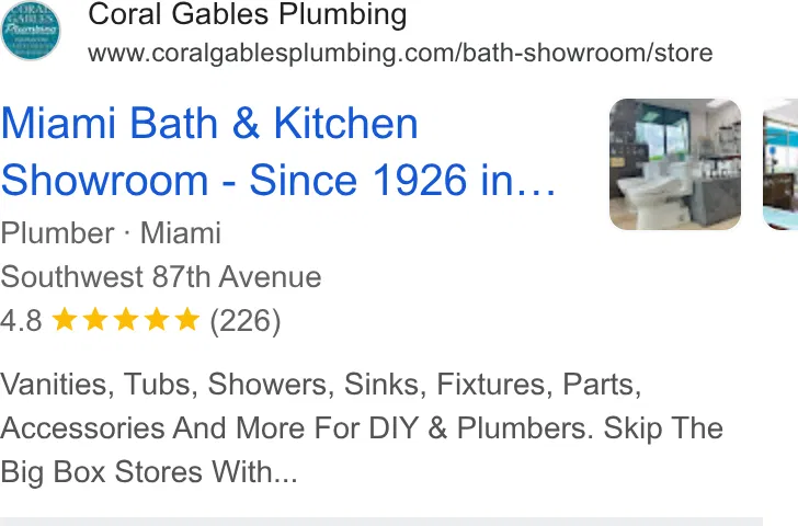 Coral Gables Plumbing Co ad