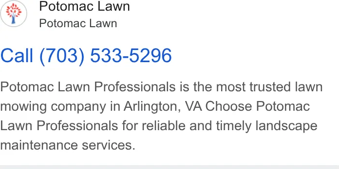Potomac Lawn Professionals ad