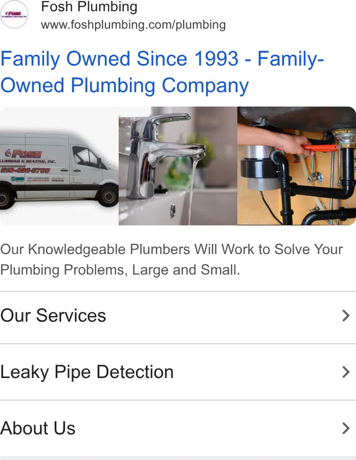 Fosh Plumbing and Heating Inc. ad