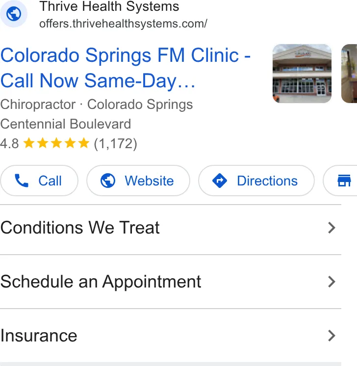 Thrive Health Systems Chiropractors of Arvada ad