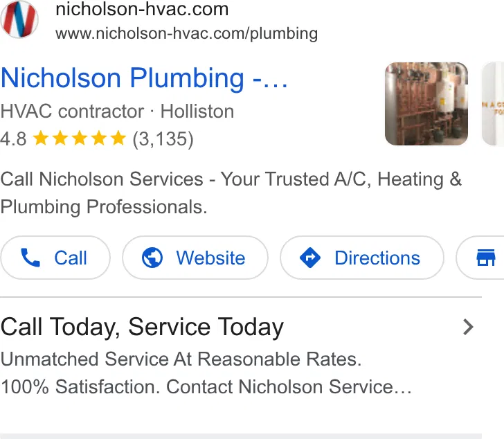 Nicholson Plumbing, Electrical, Heating, and Air Conditioning ad