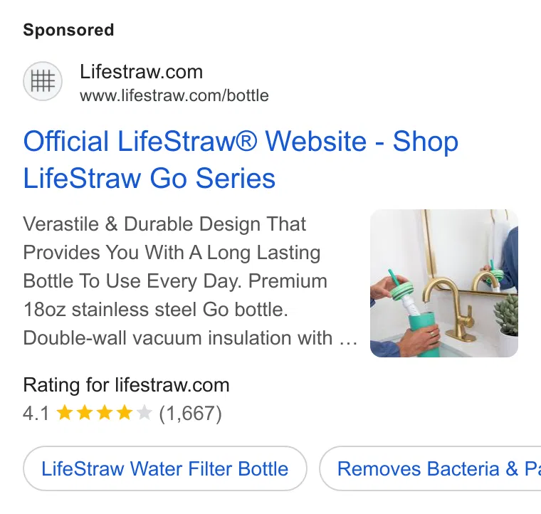LifeStraw Water Filters & Purifiers ad