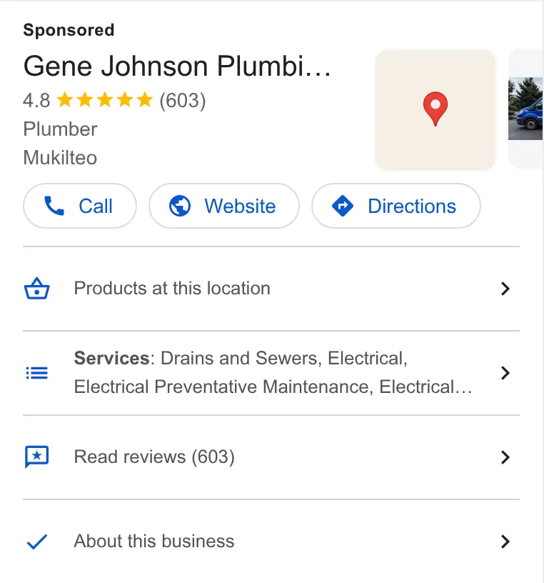 Gene Johnson Plumbing ad