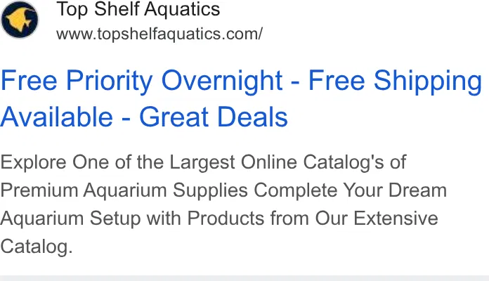Top Shelf Aquatics ad