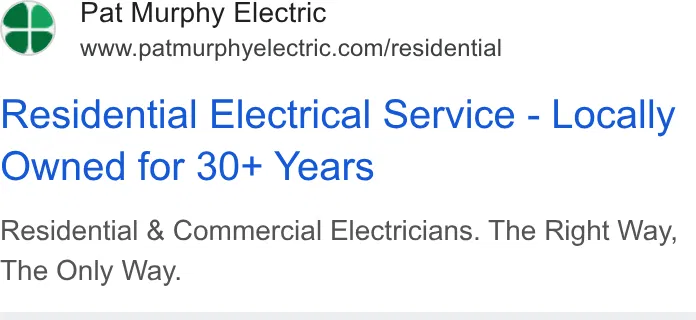 Pat Murphy Electric Inc. ad