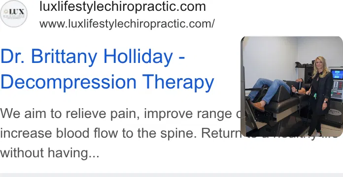 Lux Lifestyle Chiropractic || Dr. Brittany Holliday, DC ad