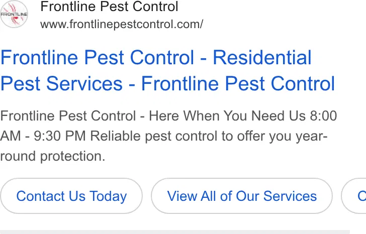 Frontline Pest and Termite of White Plains ad