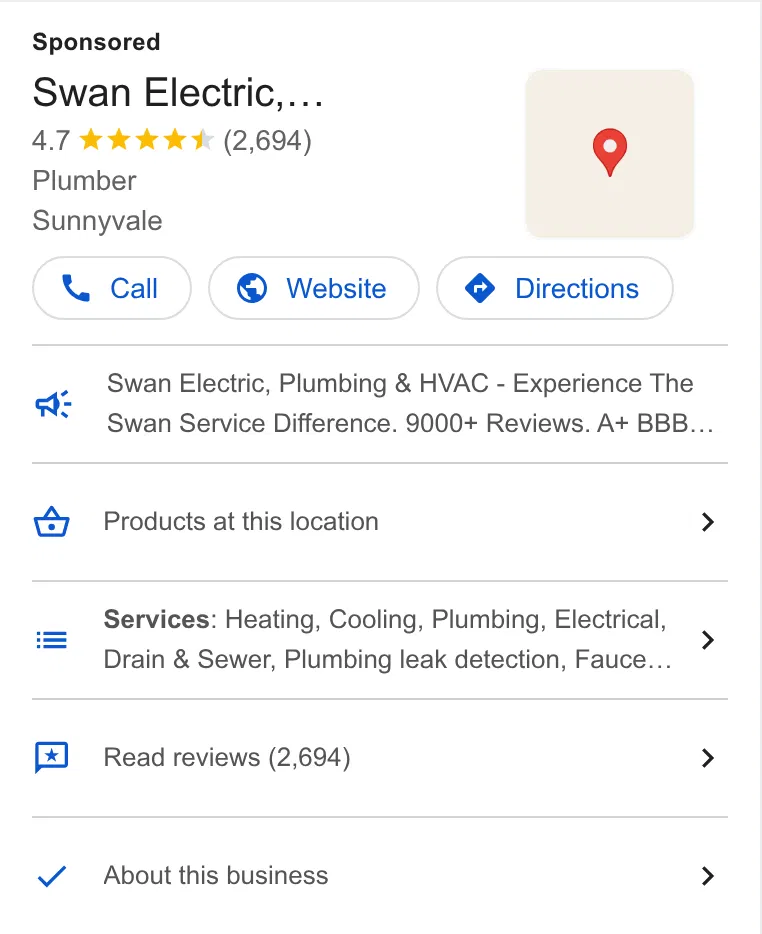 Swan Electric, Plumbing, Heating & Air ad