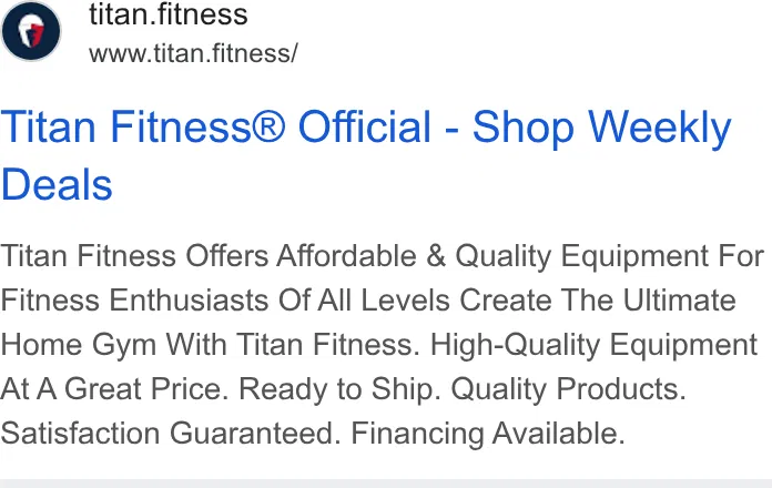 Titan Fitness ad
