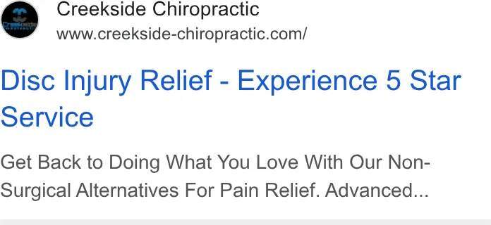 Creekside Chiropractic ad