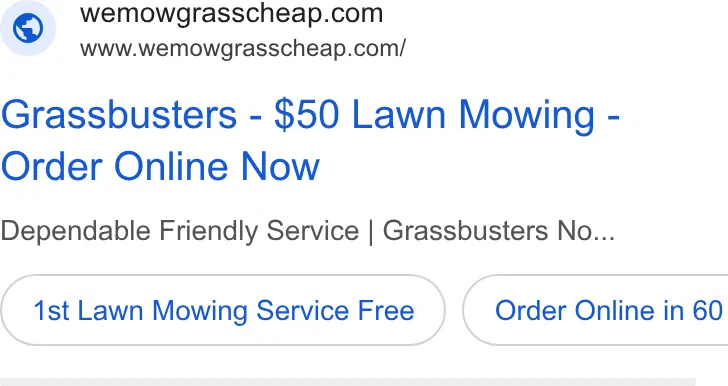Grassbusters - We Mow Grass Cheap! ad
