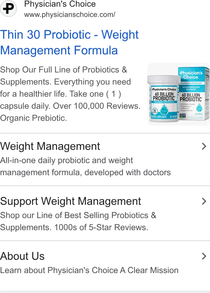Physician's Choice ad