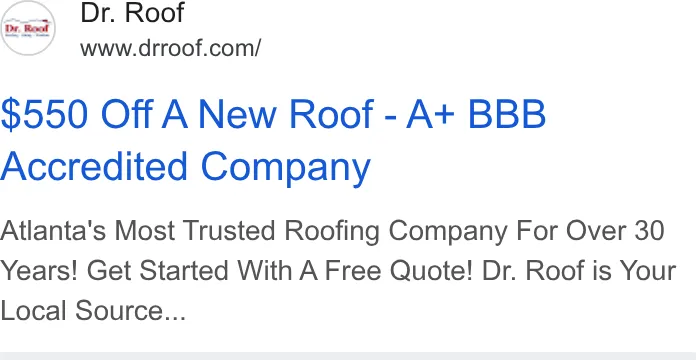 Dr Roof Atlanta ad