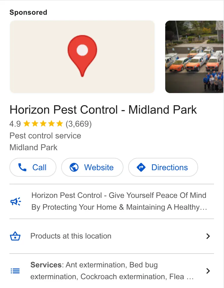 Horizon Pest Control ad
