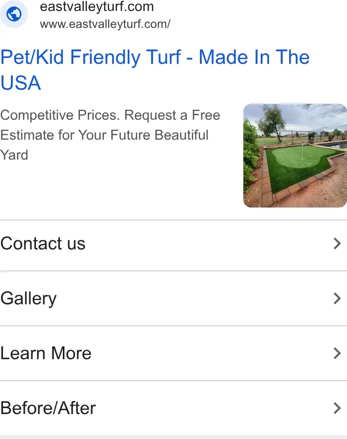 East Valley Turf ad
