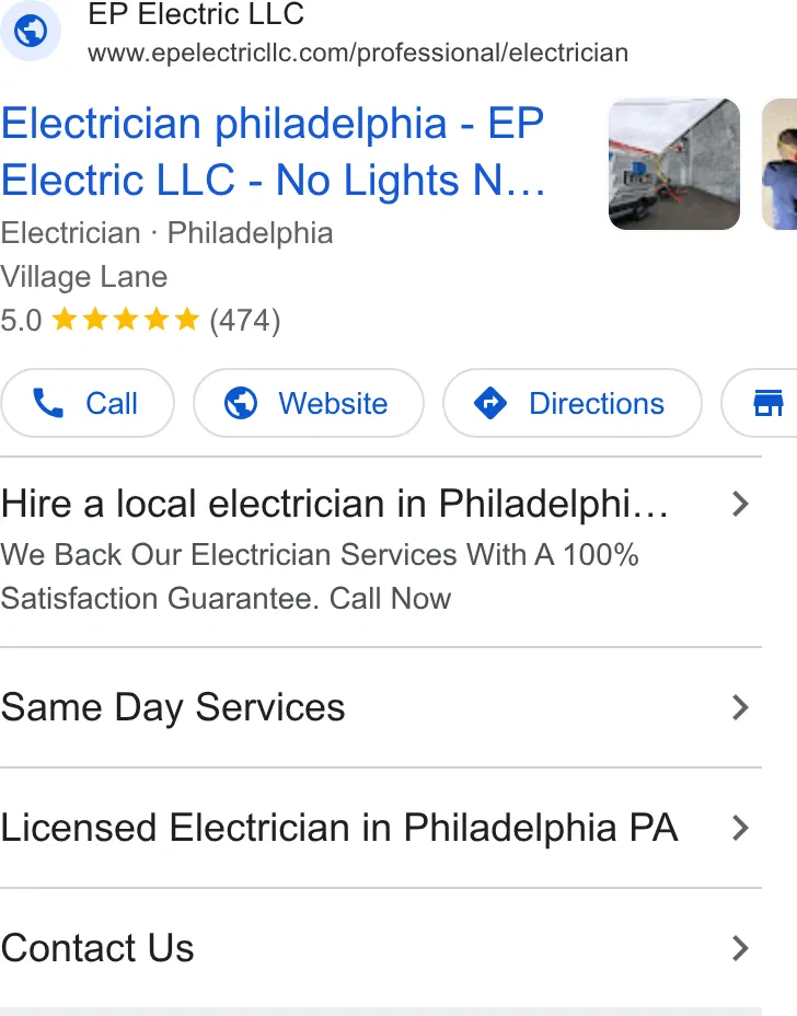 EP Electric LLC ad
