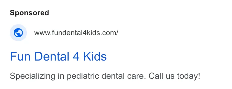 Fun Dental 4 Kids Manchester ad