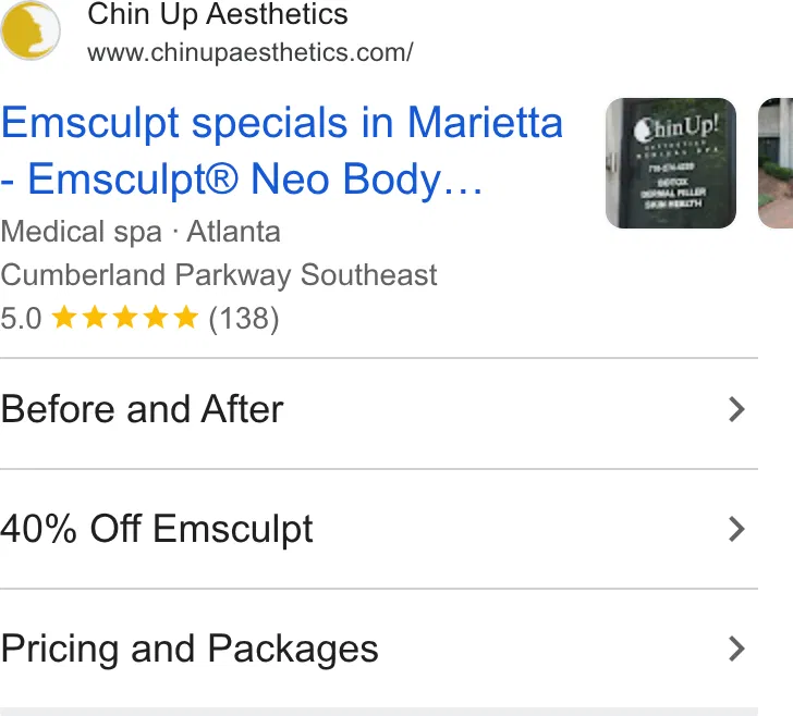 Chin Up! Aesthetics Kennesaw ad