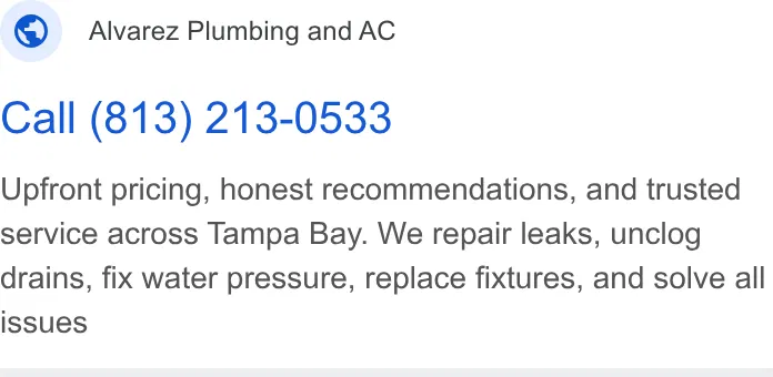 Alvarez Plumbing & Air Conditioning ad