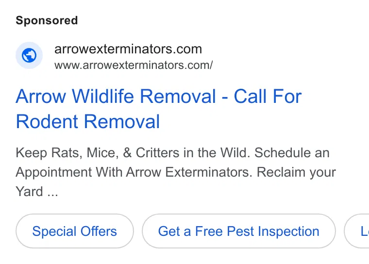 Arrow Exterminators ad