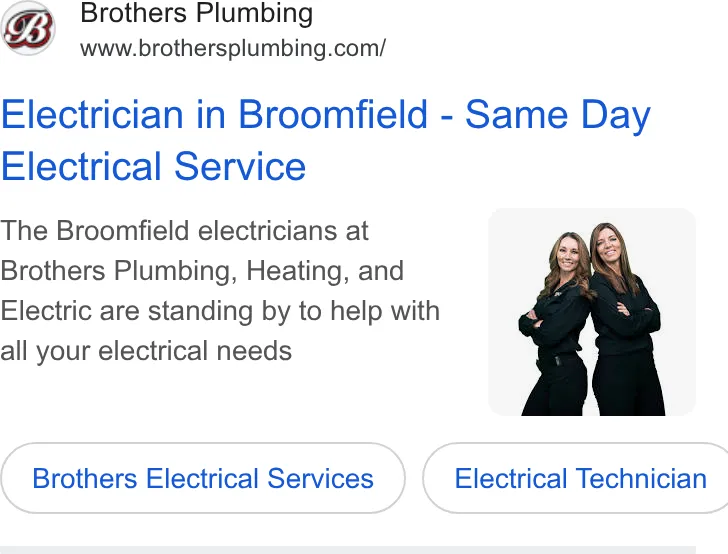 Brothers Plumbing, Heating & Electric ad