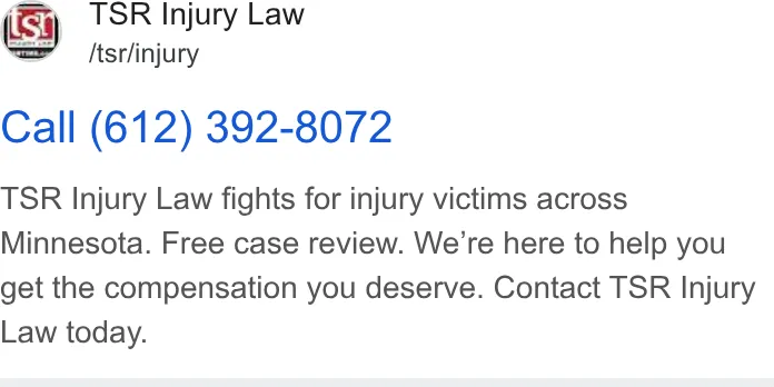 TSR Injury Law ad