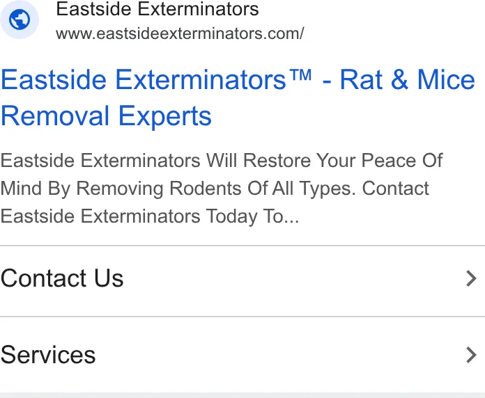 Eastside Exterminators ad
