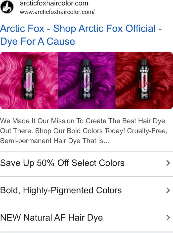 Arctic Fox - Dye For A Cause ad