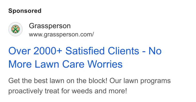 Grassperson Lawn Care & Landscape ad