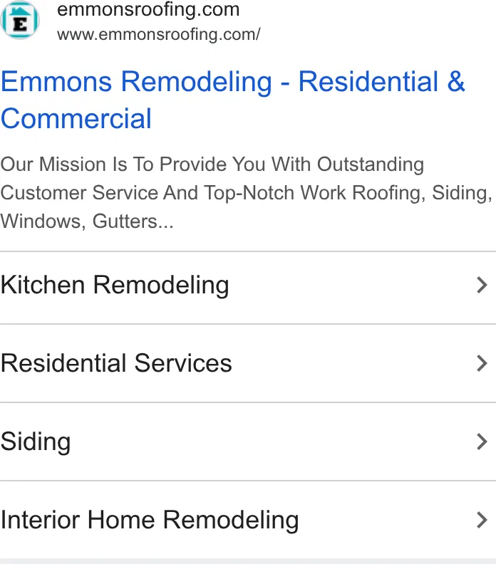 Emmons Roofing & Siding ad
