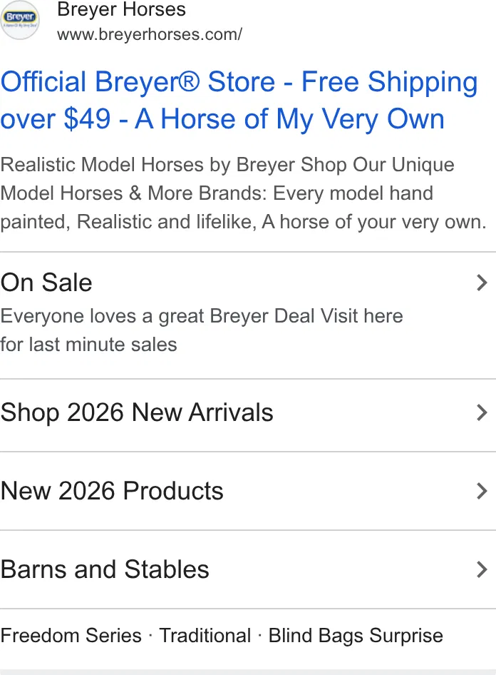 BreyerHorses.com ad