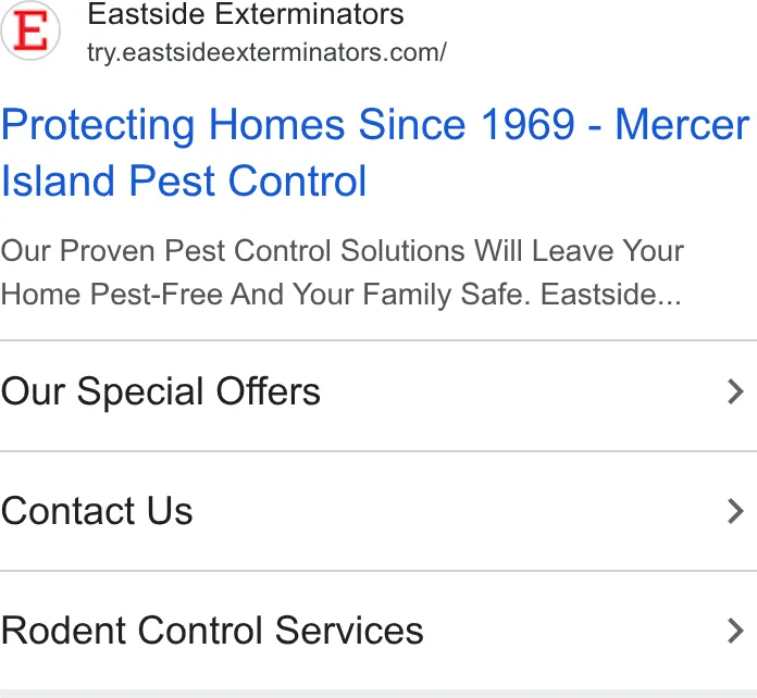 Eastside Exterminators ad