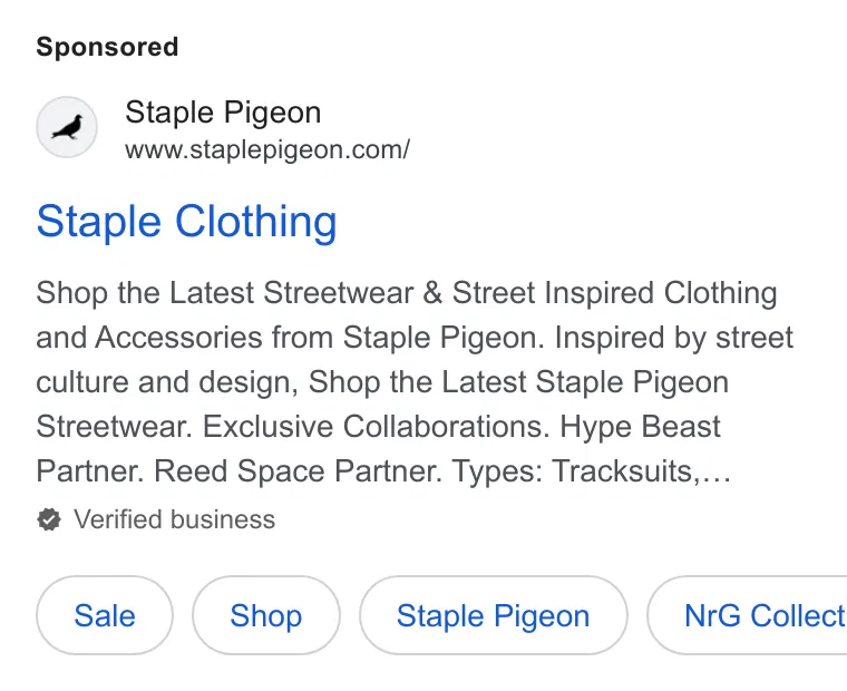 Staple ad