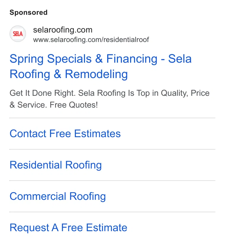 Sela Roofing & Remodeling ad