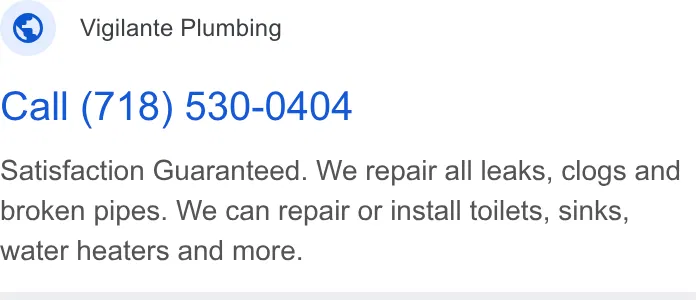Vigilante Plumbing, Heating & Air Conditioning ad
