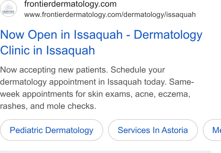 Frontier Dermatology Aesthetics (Mill Creek) ad