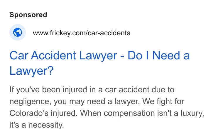 The Frickey Law Firm ad