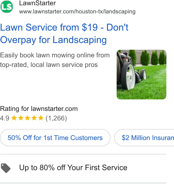 LawnStarter Lawn Care Service ad