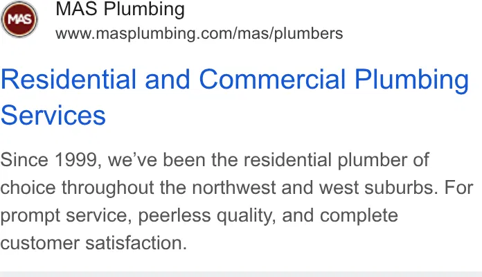 MAS Plumbing, Inc. ad
