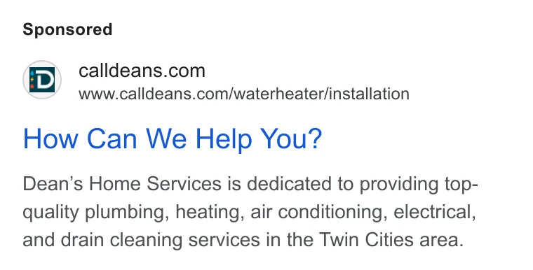 Dean's Home Services ad
