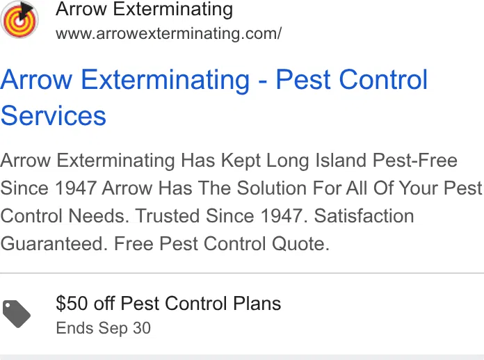 Arrow Exterminating Company, Inc. ad