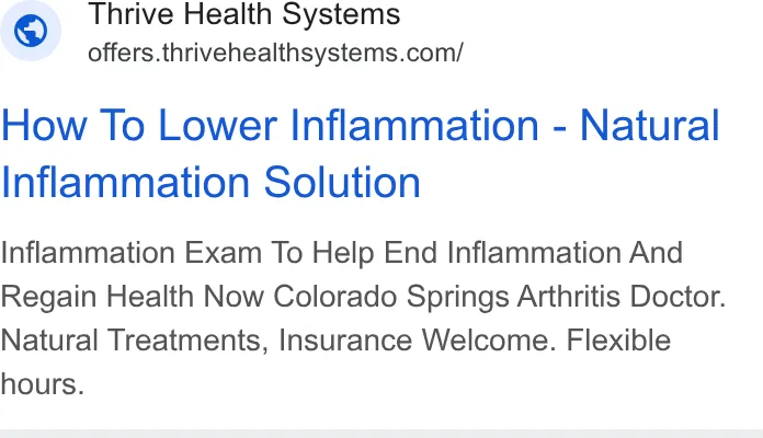 Thrive Health Systems Chiropractors of Arvada ad