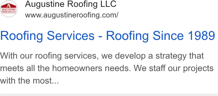 Augustine Roofing ad