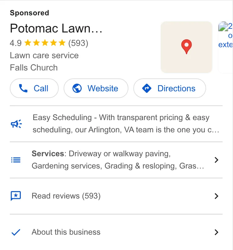 Potomac Lawn Professionals ad