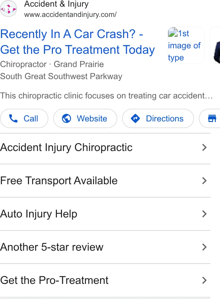 Accident and Injury Chiropractic Dallas, Oak Cliff ad